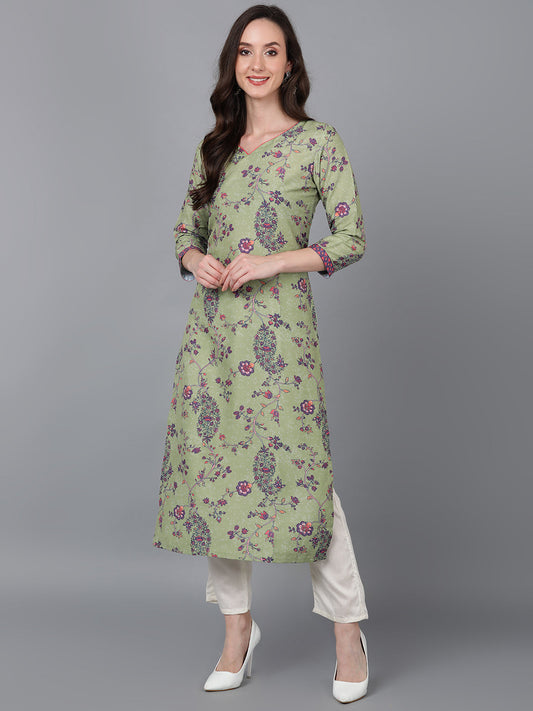 Women's Poly Silk Abstract Printed Kurta