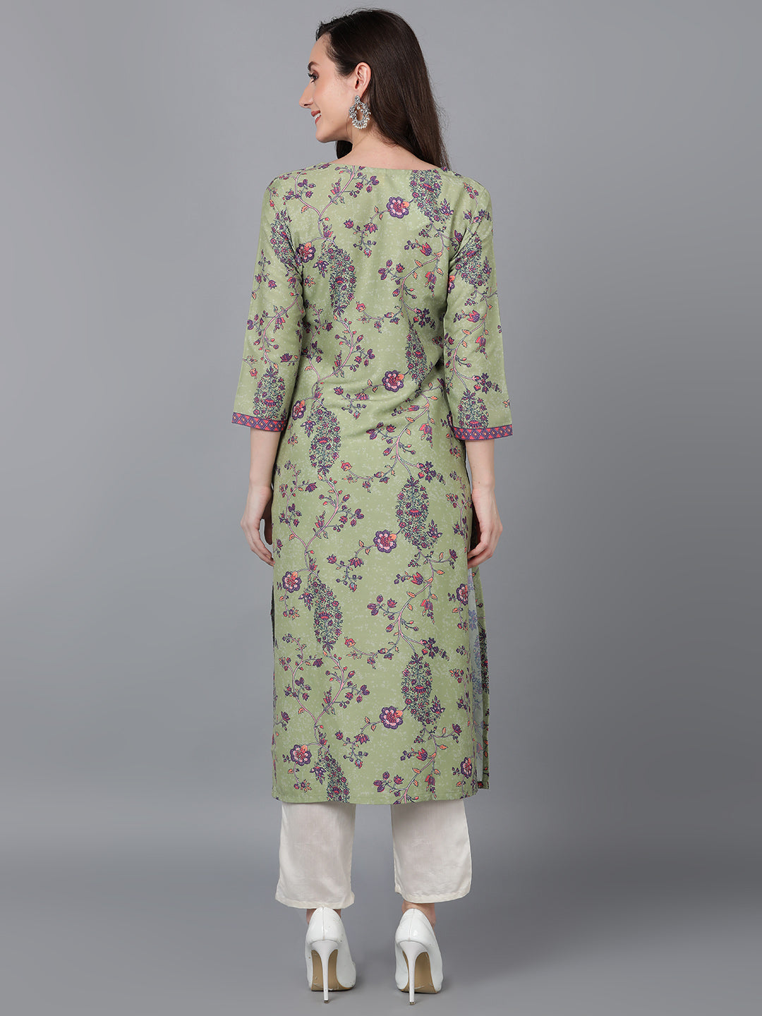 Women's Poly Silk Abstract Printed Kurta
