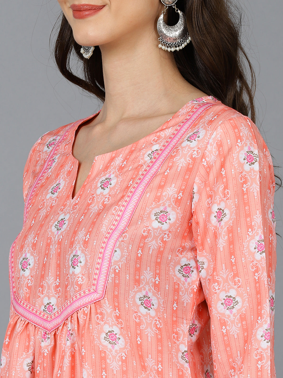 Women's Poly Silk Abstract Printed Kurta
