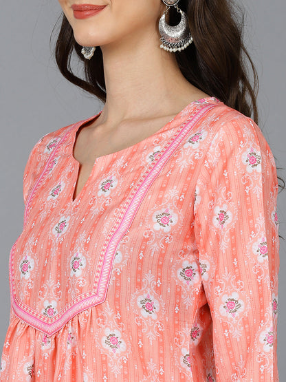 Women's Poly Silk Abstract Printed Kurta