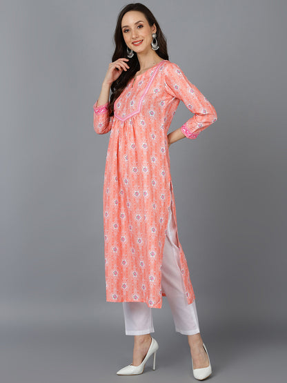 Women's Poly Silk Abstract Printed Kurta