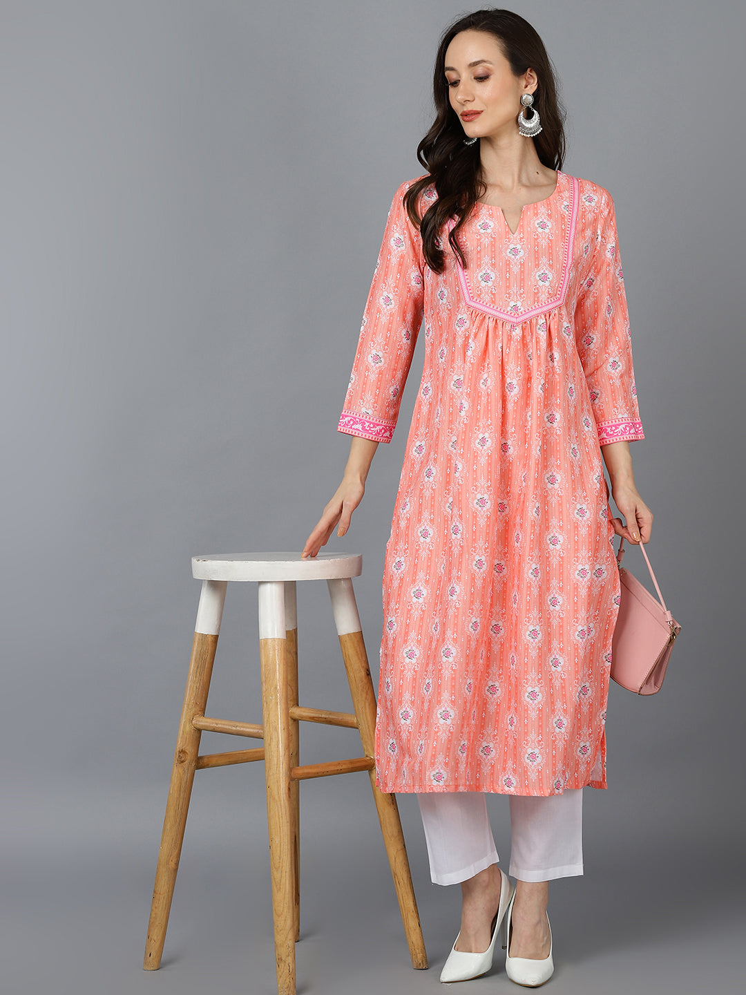 Women's Poly Silk Abstract Printed Kurta