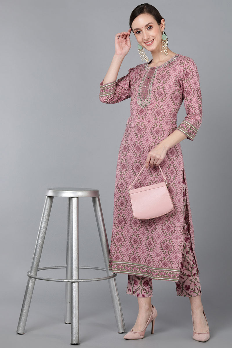 Women's Cotton Geometric Printed Kurta
