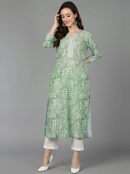 Women's Poly Silk Geometric Printed Kurta