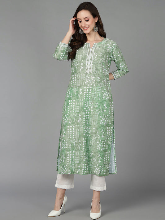 Women's Poly Silk Geometric Printed Kurta