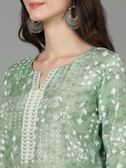 Women's Poly Silk Geometric Printed Kurta
