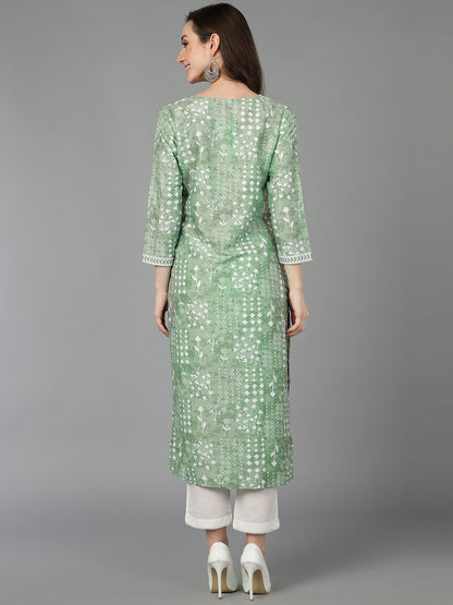 Women's Poly Silk Geometric Printed Kurta