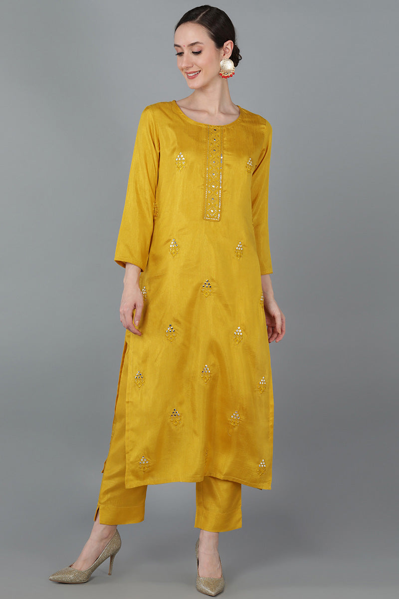 Women's Silk Blend Ethnic Motifs Kurta