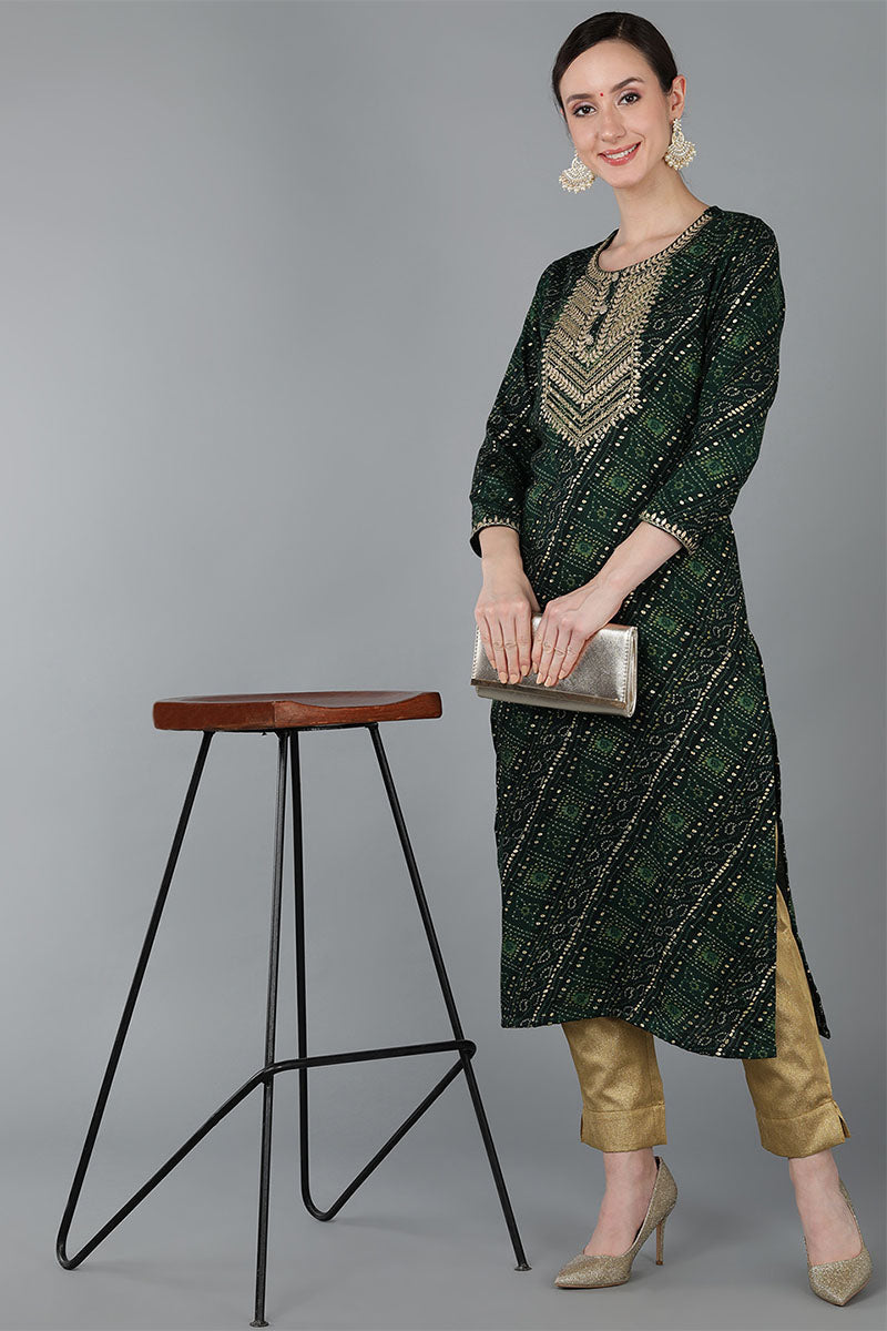 Women's Viscose Rayon Ethnic Printed Kurta