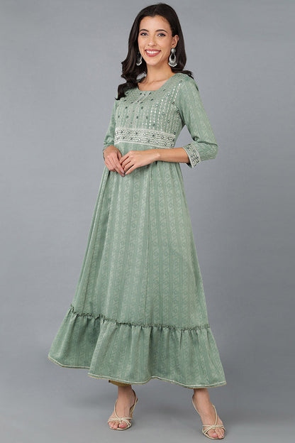 Women's Silk Blend Embroidered Ethnic Printed Kurta