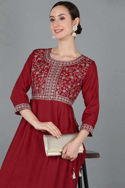 Women's Chanderi Silk Ethnic Embroidered Kurta