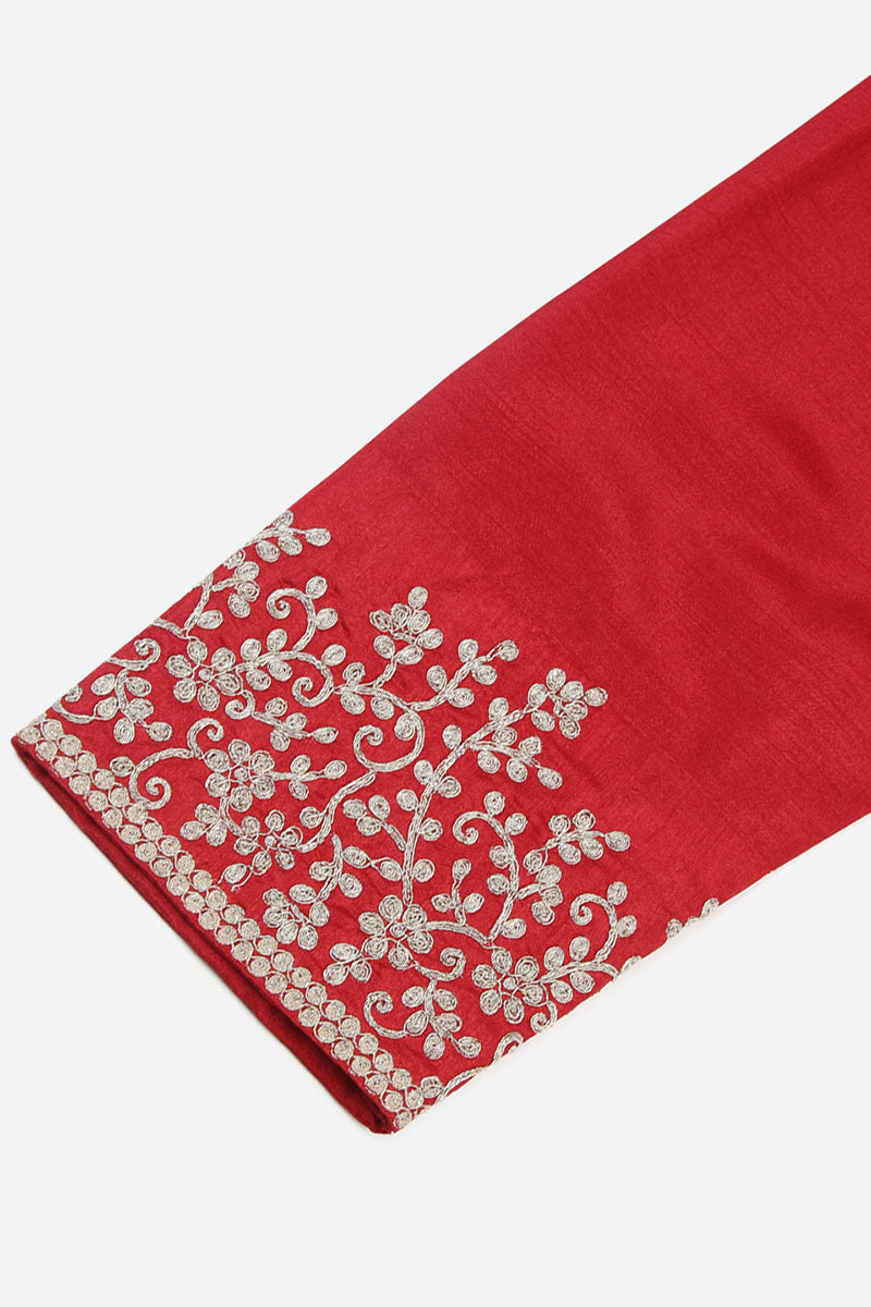 Women's Silk Blend Solid Embroidered Kurta