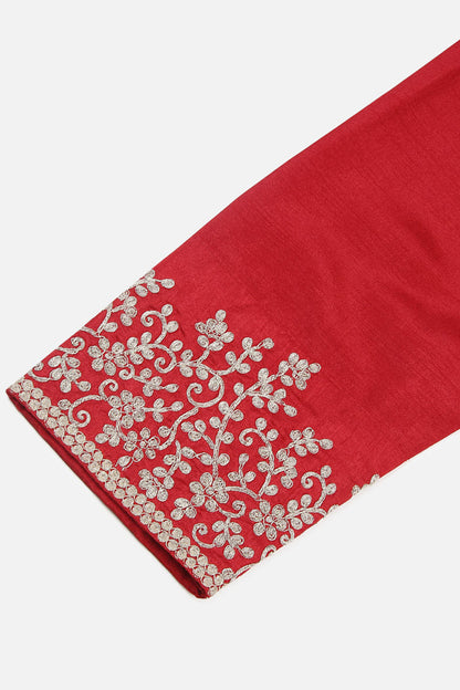Women's Silk Blend Solid Embroidered Kurta