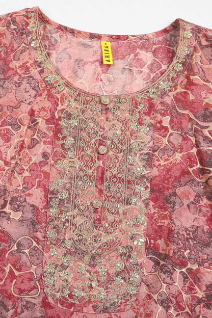Women's Silk Blend Embroidered Abstract Printed Kurta