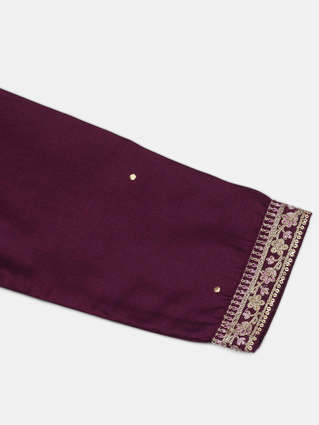 Women's Silk Blend Purple Embroidered Regular Fit Kurta