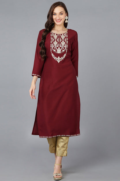 Women's Silk Blend Embroidered Kurta