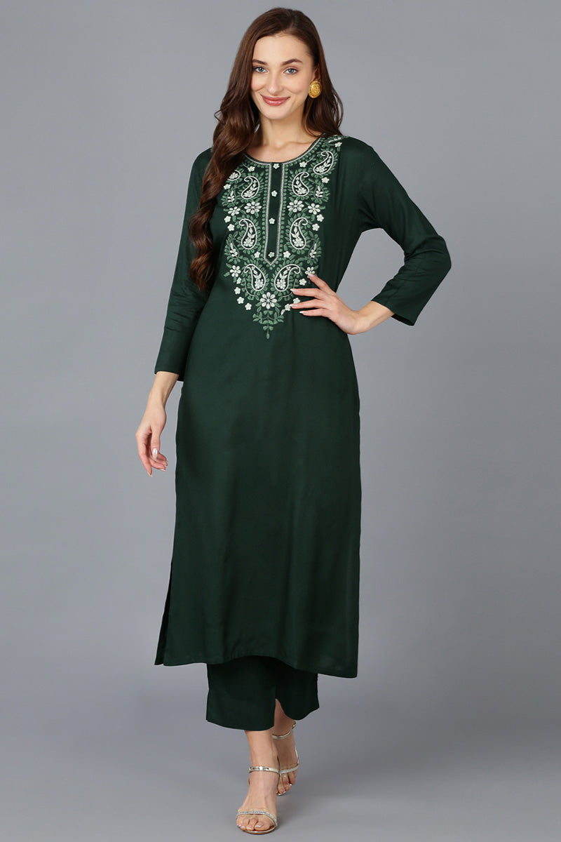 Women's Viscose Rayon Embroidered Kurta