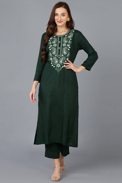 Women's Viscose Rayon Embroidered Kurta