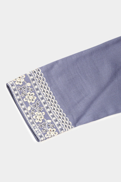 Women's Viscose Rayon Blue Pottery Embroidered Regular Fit Kurta