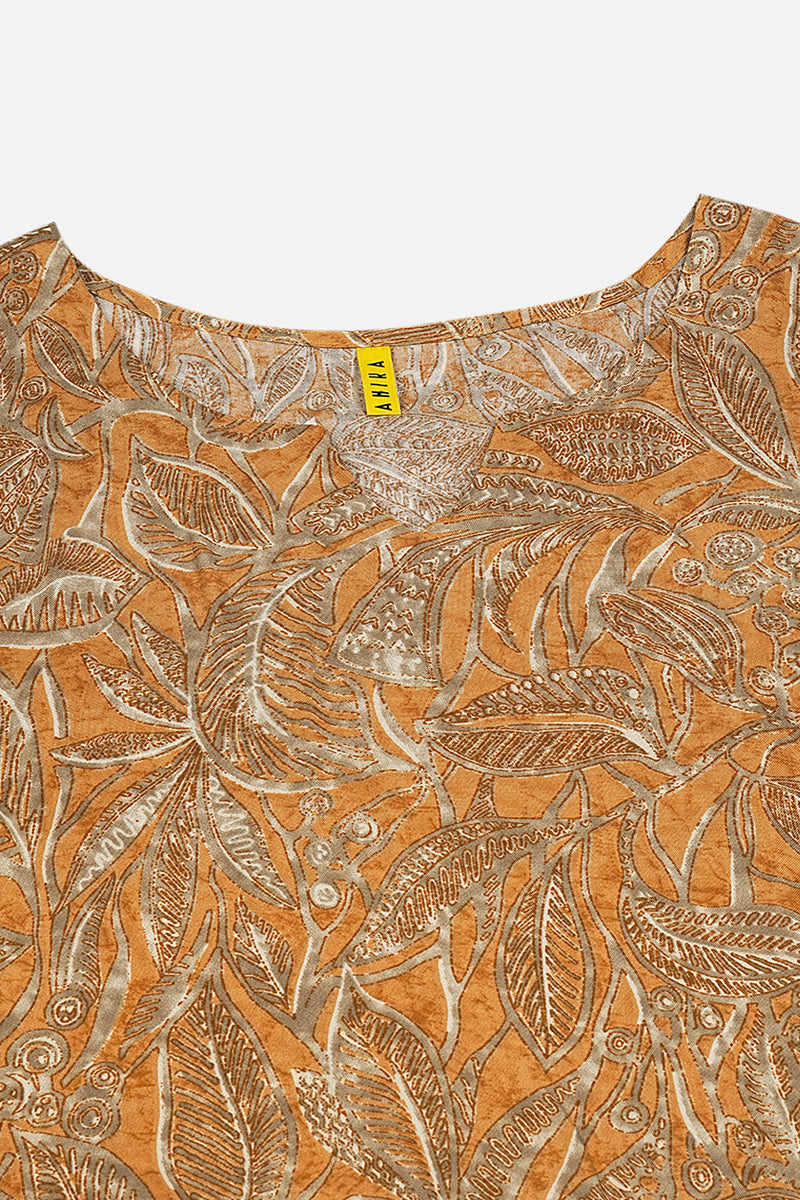 Women's Viscose Rayon Orange Printed Regular Fit Kurta