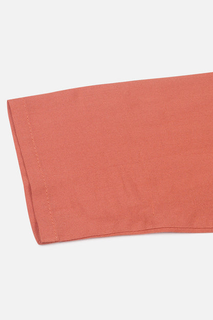 Women's Viscose Rayon Orange Embroidered Regular Fit Kurta