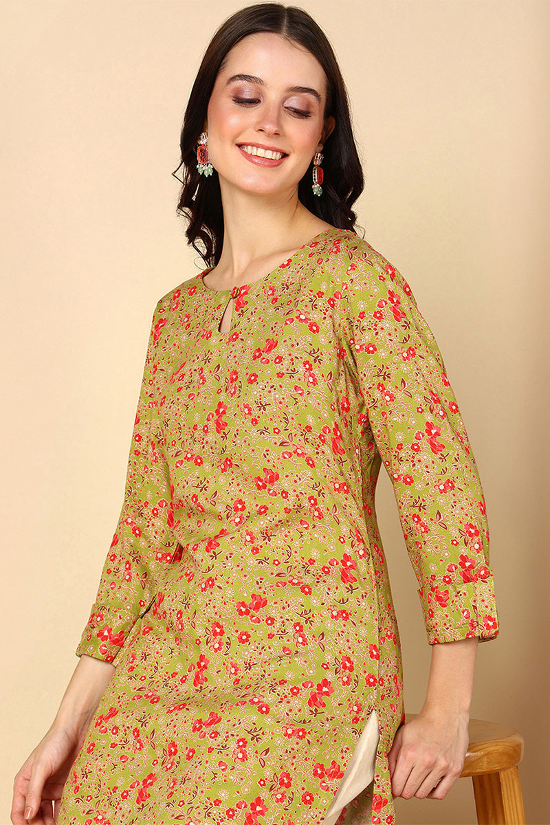 Women's Mustard Viscose Rayon Ethnic Motifs Straight Kurta