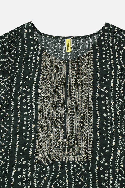 Women's Green Viscose Rayon Bandhani Embroidered Straight Kurta