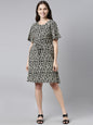 Women's Black Georgette Floral Printed Dress