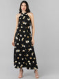 Women's Black Georgette Floral Printed Dress