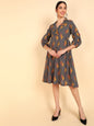 Women's Pink Cotton Ethnic Motifs Printed Dress