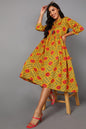 Women's Yellow Cotton Bandhani Printed Dress