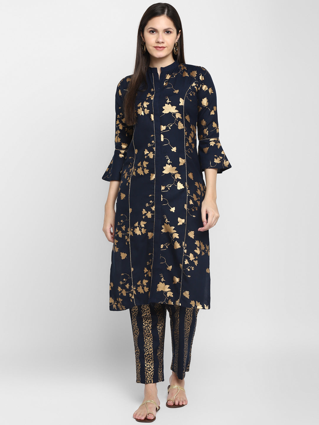 Women's Cotton Blend Kurta And Pant With Dupatta Set