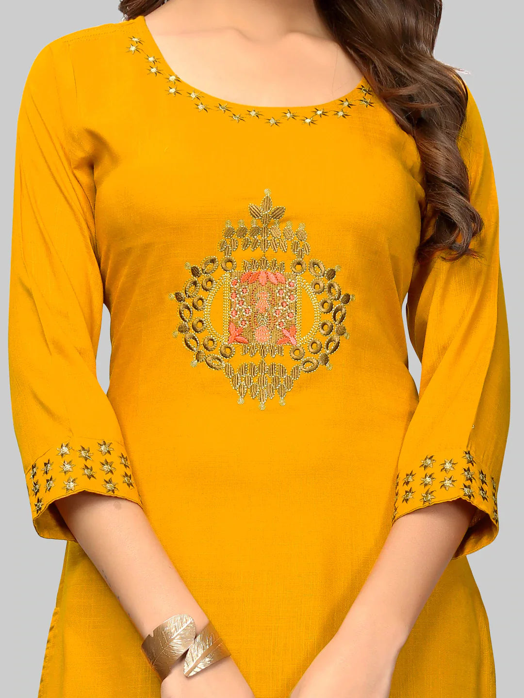 Women's Yellow Rayon Kurta By Vbu
