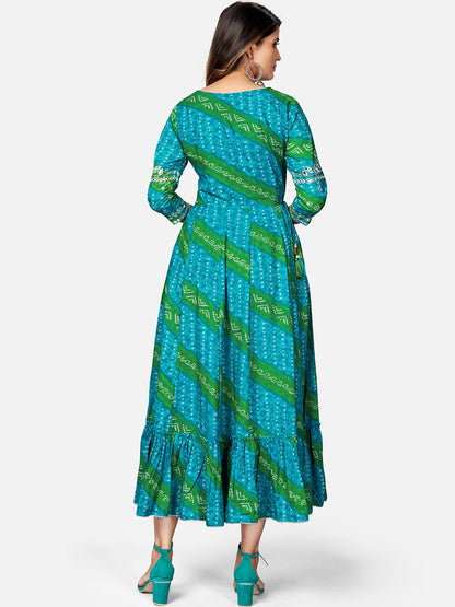 Women's Blue Rayon Anarkali Kurta By Vby