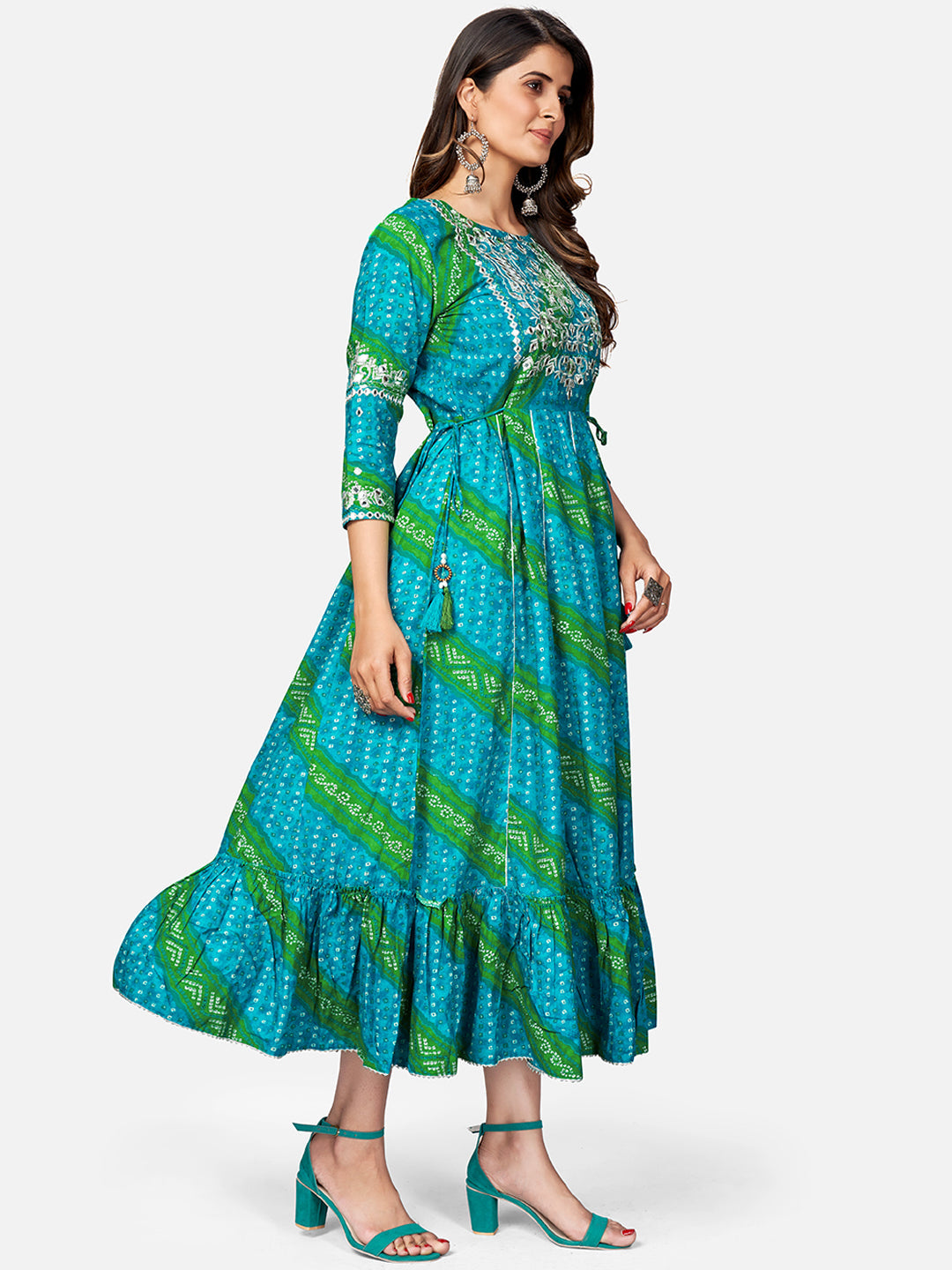 Women's Blue Rayon Anarkali Kurta By Vby