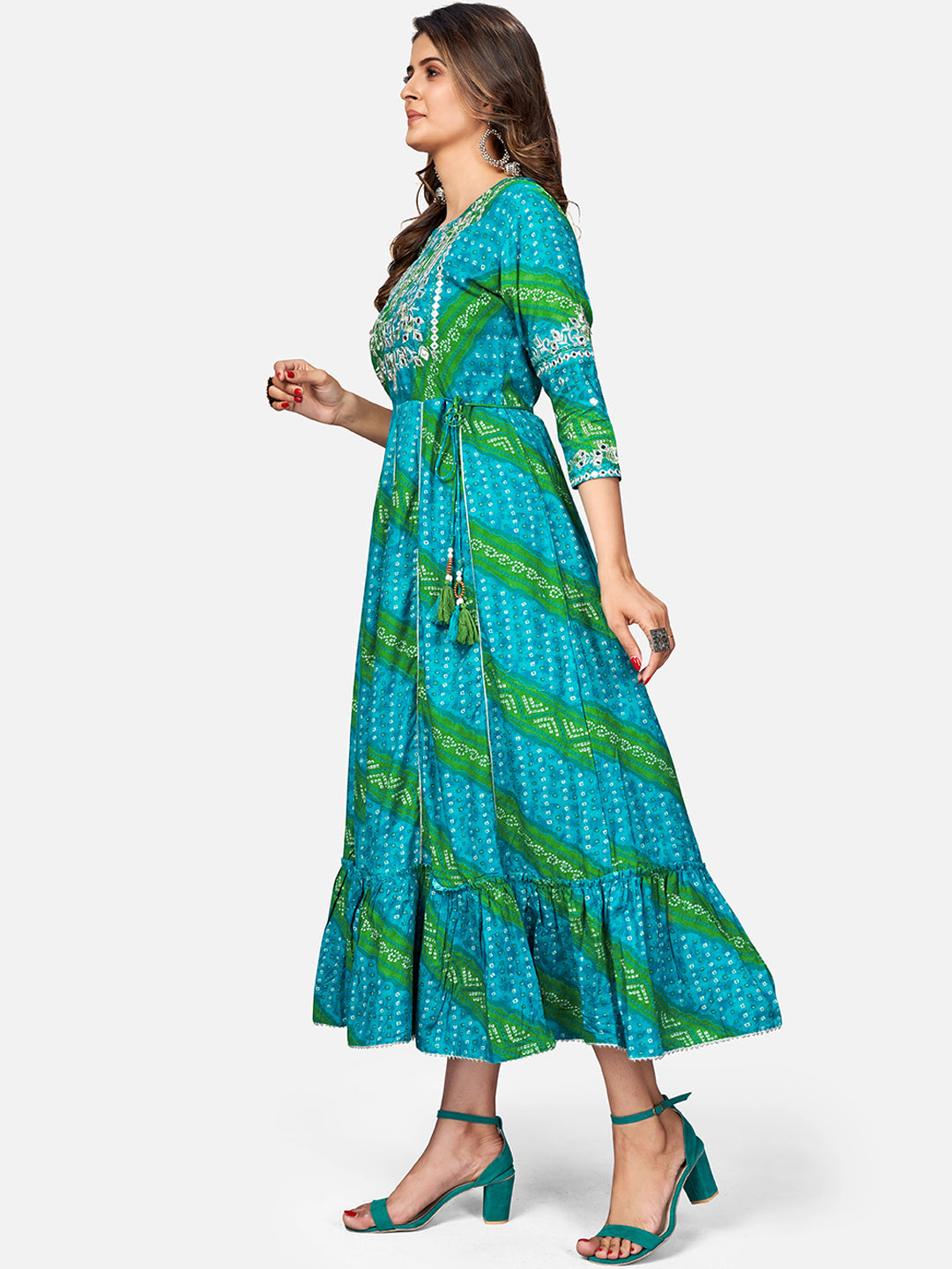Women's Blue Rayon Anarkali Kurta By Vby