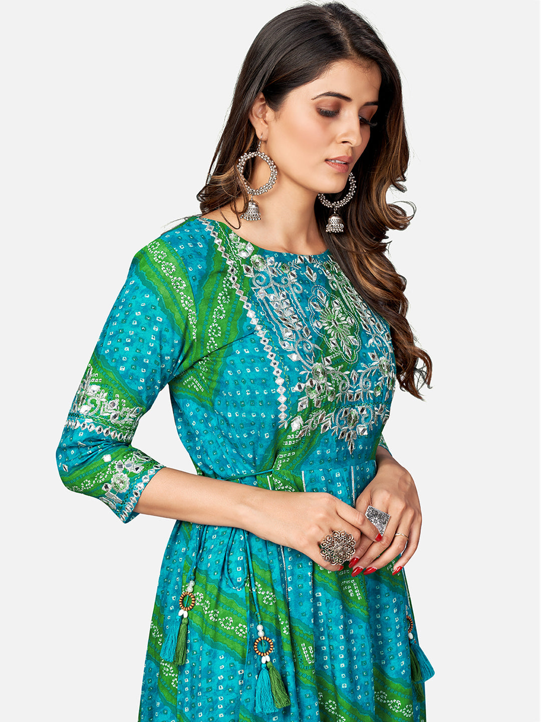 Women's Blue Rayon Anarkali Kurta By Vby