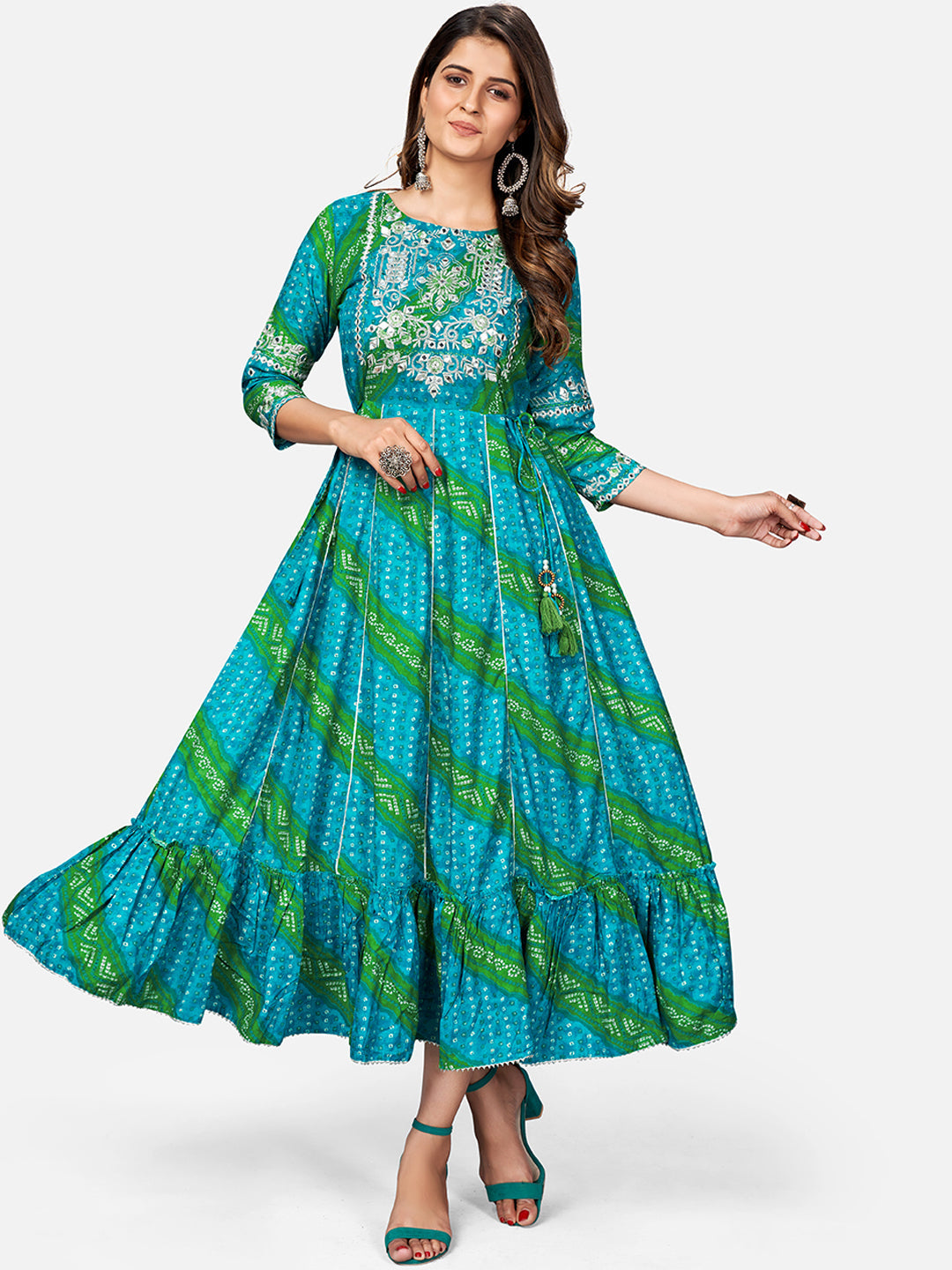 Women's Blue Rayon Anarkali Kurta By Vby