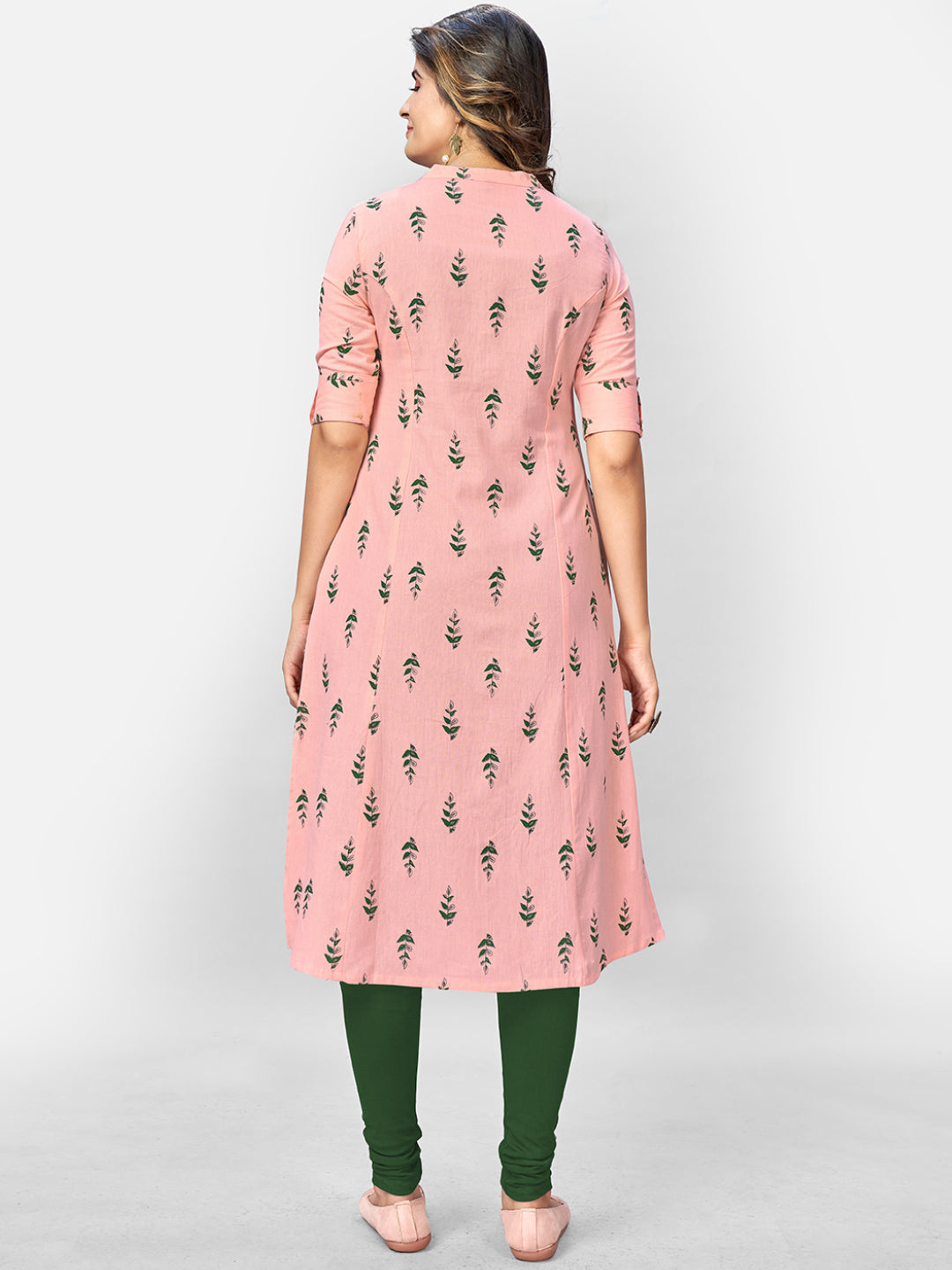 Women's Pink Cotton Kurta By Vbu