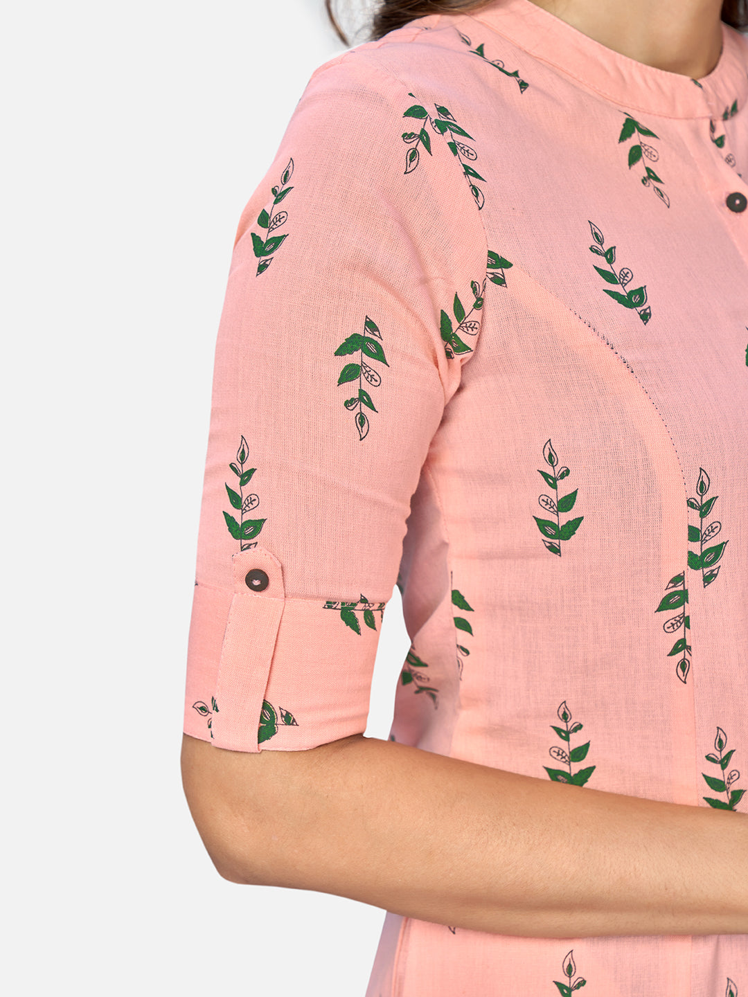Women's Pink Cotton Kurta By Vbu