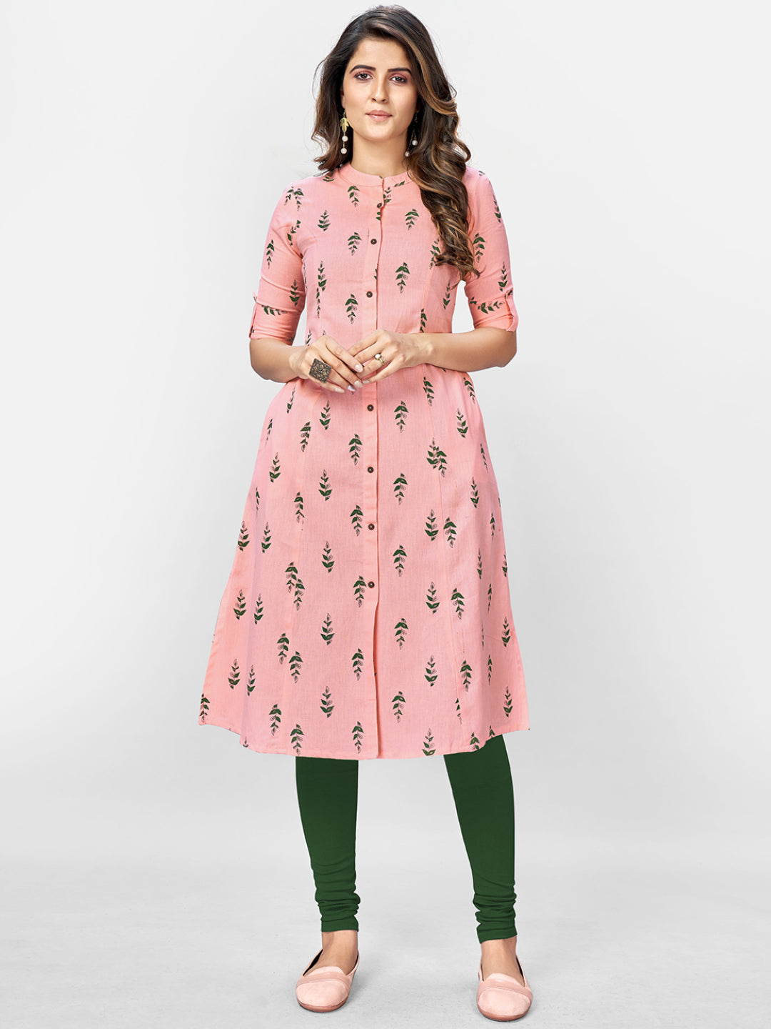 Women's Pink Cotton Kurta By Vbu