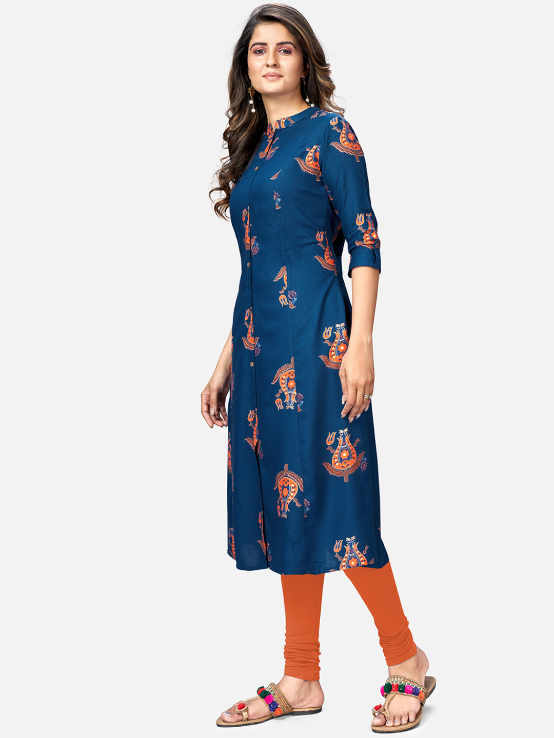 Women's Blue A-Line Kurta By Vbuyz- (