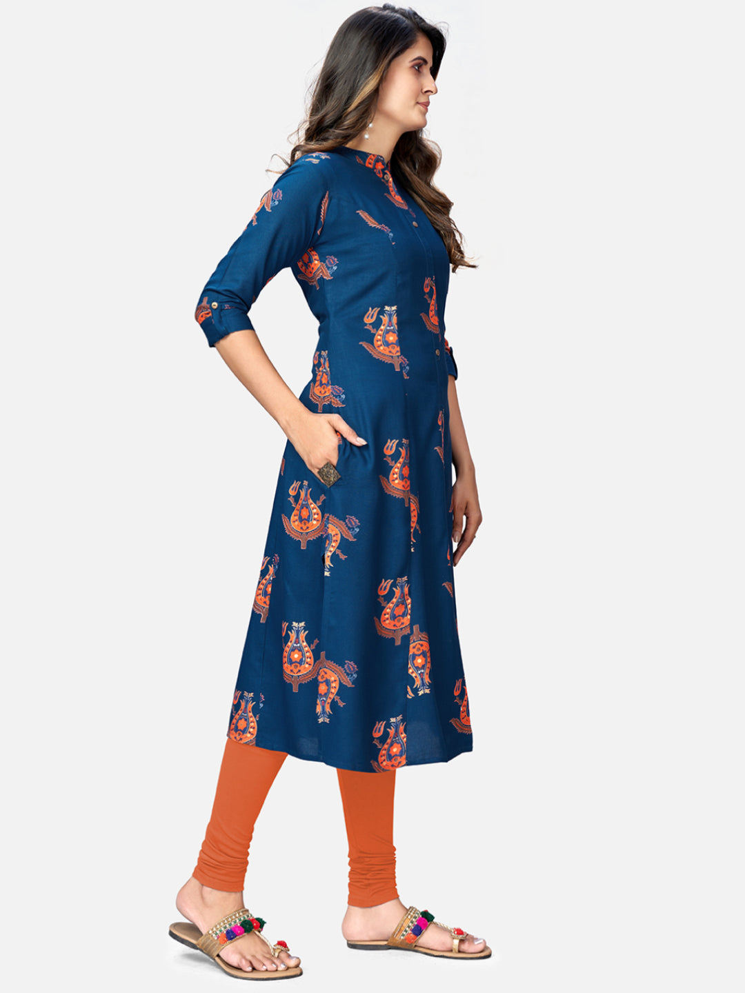 Women's Blue A-Line Kurta By Vbuyz- (