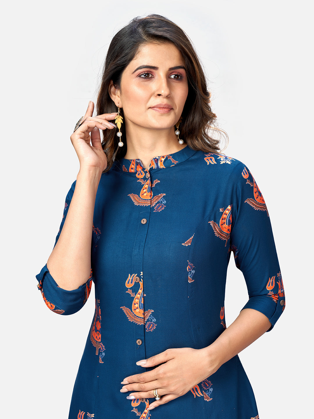Women's Blue A-Line Kurta By Vbuyz- (