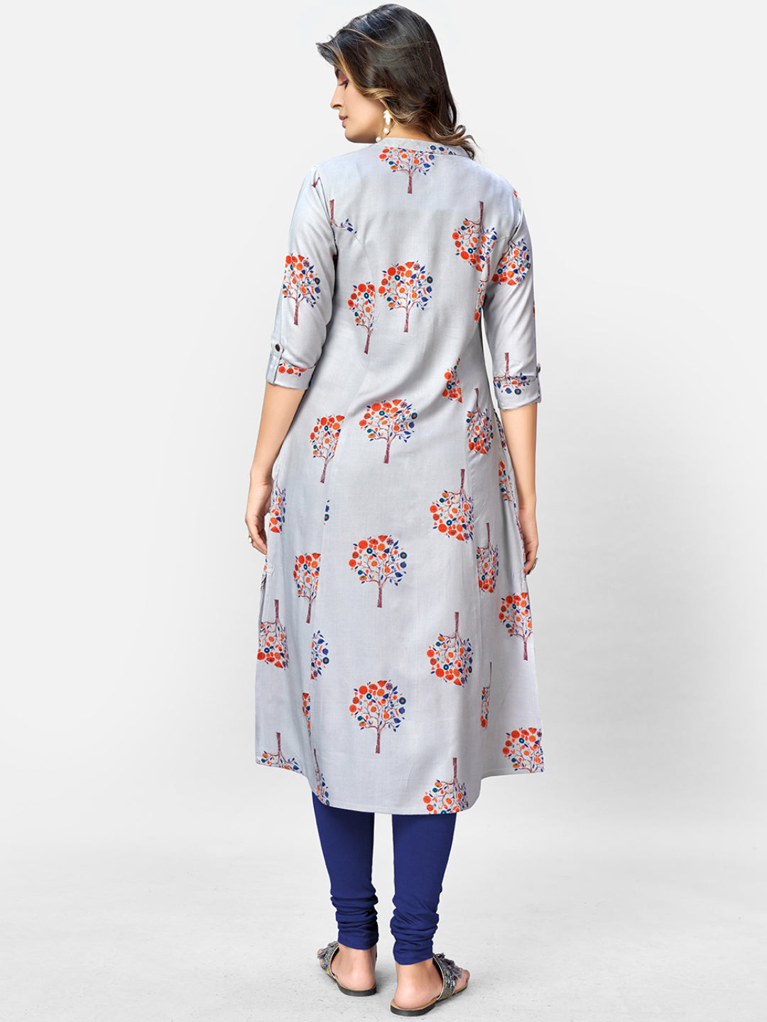 Women's Grey Rayon Kurta By Vbu