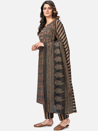 Women's Brown Printed Kurta & Pant With Dupatta By Vbuyz- (3