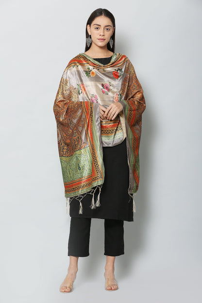 Women's Multicolored Polyster Velvet  Digital Printed Dupatta