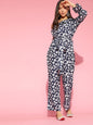 Women's Navy Blue Polyester Printed Jumpsuit