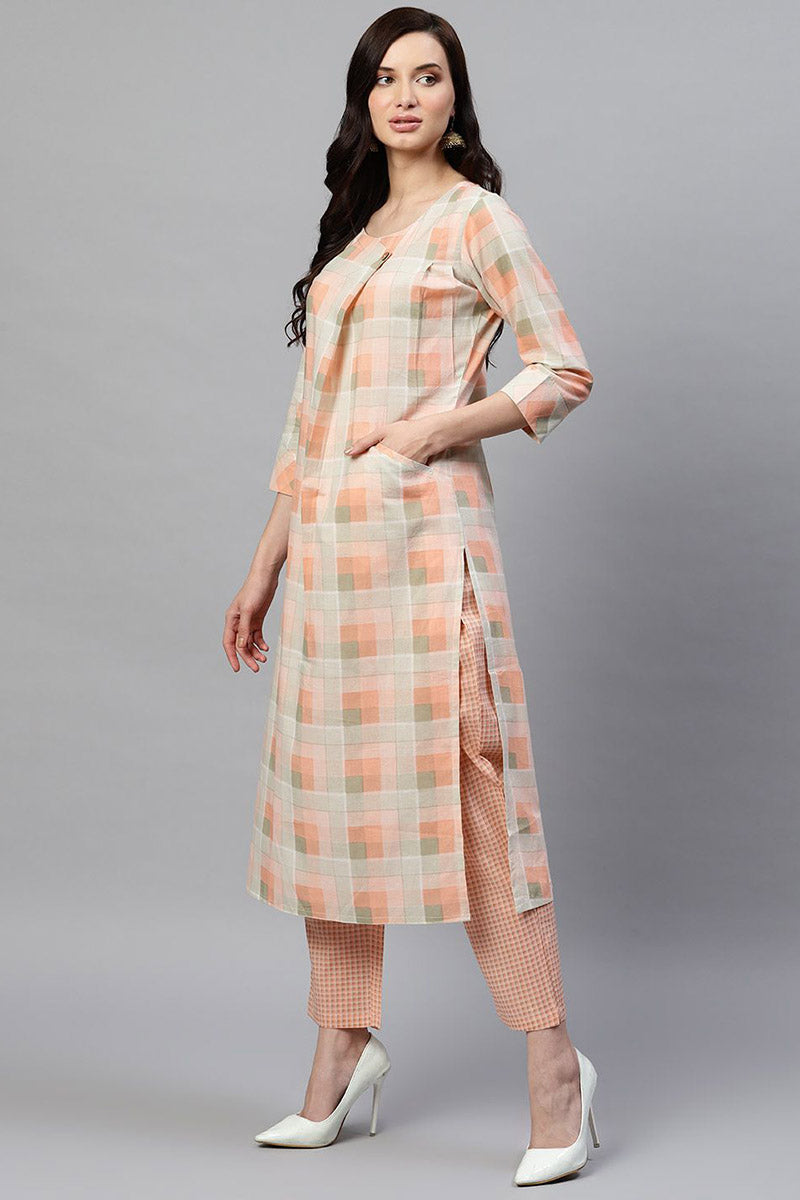 Women's Cotton Printed Kurta & Palazzo Set