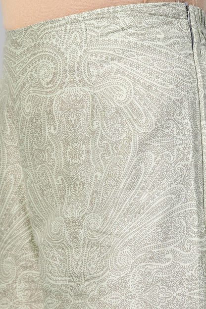 Women's Peach Printed Striaght Kurta With Palazzos